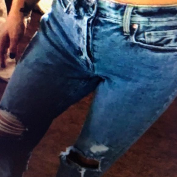 👖 Women's Super-High Rise Distressed Straight Jeans - Wild Fable- DARK Wash 18 - Picture 4 of 8